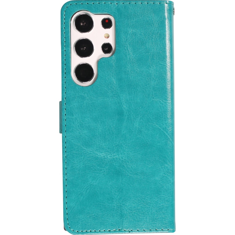 Hülle Samsung Galaxy S24 Ultra - Premium Flip Leder Tasche - Türkis