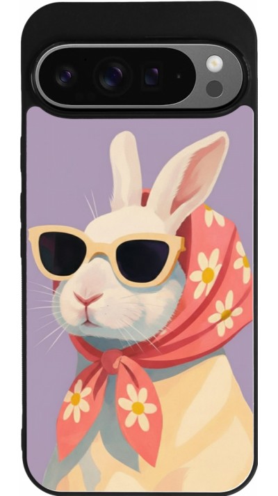 Google Pixel 9 Pro XL Case Hülle - Silikon schwarz Easter 2026 Rabbit with scarf