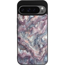 Google Pixel 9 Pro XL Case Hülle - Silikon schwarz Violetter silberner Marmor