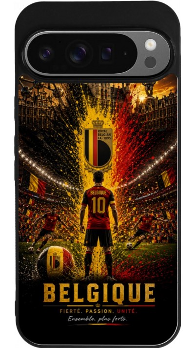 Google Pixel 9 Pro XL Case Hülle - Silikon schwarz Fussball Belgien splash 2026
