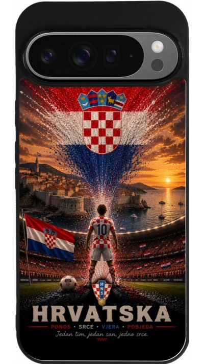 Google Pixel 9 Pro XL Case Hülle - Silikon schwarz Fussball Kroatien splash 2026