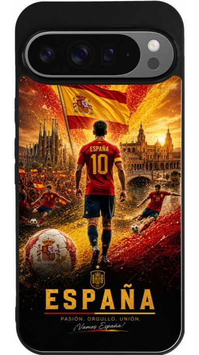 Google Pixel 9 Pro XL Case Hülle - Silikon schwarz Fussball Espanien splash 2026