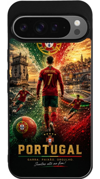 Google Pixel 9 Pro XL Case Hülle - Silikon schwarz Fussball Portugal splash 2026