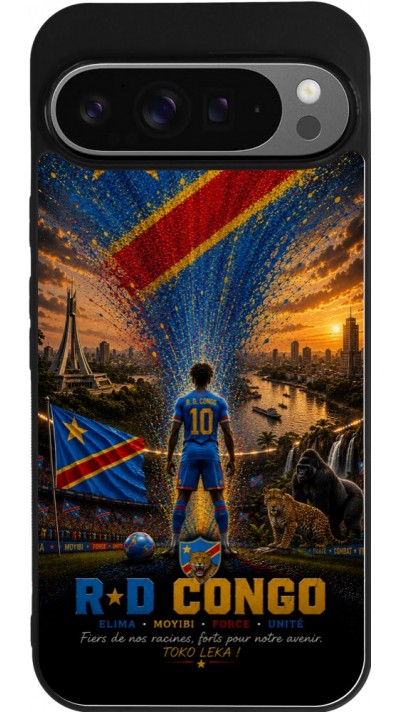 Google Pixel 9 Pro XL Case Hülle - Silikon schwarz Fussball Demokratische Republik Kongo splash 2026