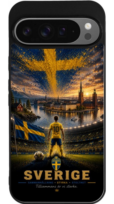 Google Pixel 9 Pro XL Case Hülle - Silikon schwarz Fussball Schweden splash 2026