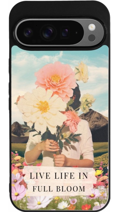 Coque Google Pixel 9 Pro XL - Silicone rigide noir Live life in full moon Spring 2026