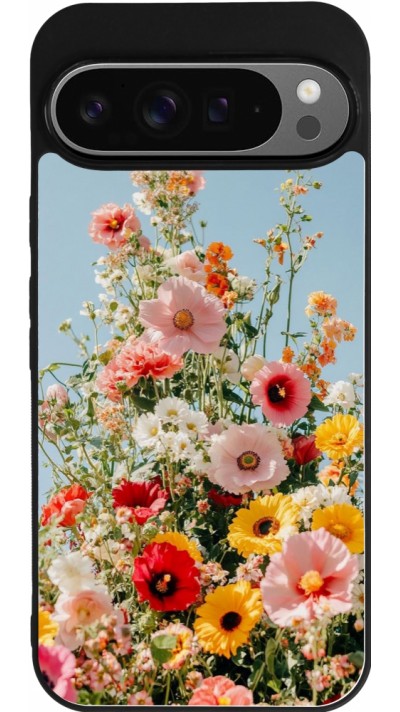 Coque Google Pixel 9 Pro XL - Silicone rigide noir Spring flowers Spring 2026
