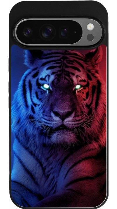 Google Pixel 9 Pro XL Case Hülle - Silikon schwarz Tiger Blue Red