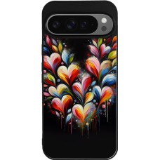 Google Pixel 9 Pro XL Case Hülle - Silikon schwarz Valentin 2024 Schwarzes Herz Abstrakt