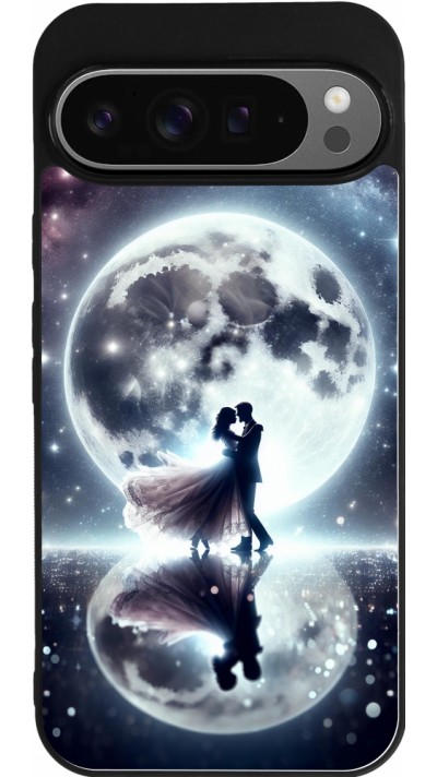 Coque Google Pixel 9 Pro XL - Silicone rigide noir Valentine 2024 Love under the moon