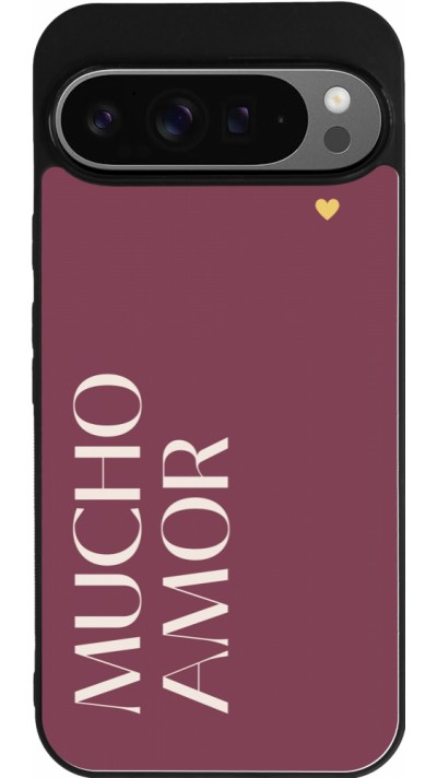 Coque Google Pixel 9 Pro XL - Silicone rigide noir Valentine 2024 mucho amor rosado