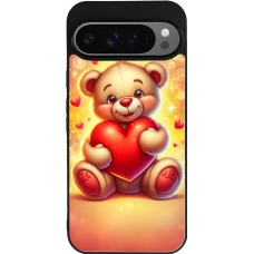 Coque Google Pixel 9 Pro XL - Silicone rigide noir Valentine 2024 Teddy love