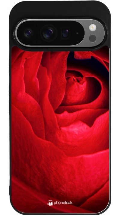 Google Pixel 9 Pro XL Case Hülle - Silikon schwarz Valentine 2022 Rose