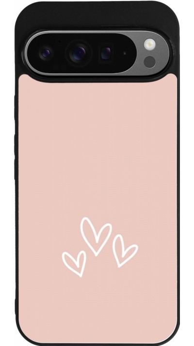 Coque Google Pixel 9 Pro XL - Silicone rigide noir Valentine 2023 three minimalist hearts