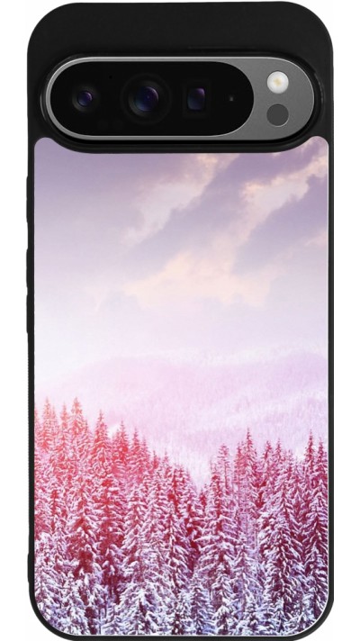 Coque Google Pixel 9 Pro XL - Silicone rigide noir Winter 22 Pink Forest