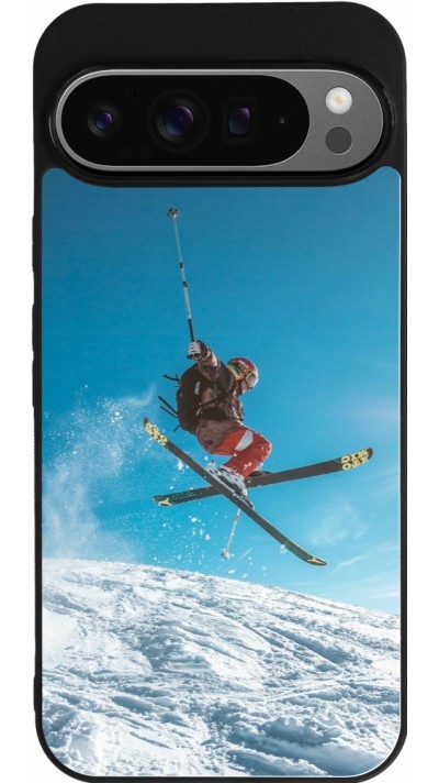 Coque Google Pixel 9 Pro XL - Silicone rigide noir Winter 22 Ski Jump