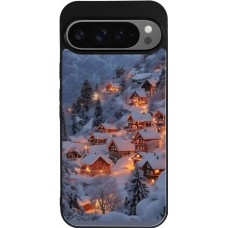 Coque Google Pixel 9 Pro XL - Silicone rigide noir Winter 25 Winter snowy village