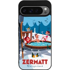 Coque Google Pixel 9 Pro XL - Silicone rigide noir Zermatt Mountain Jacuzzi