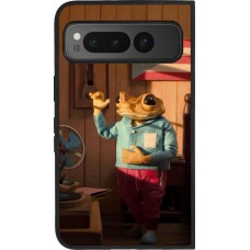 Google Pixel Fold Case Hülle - Silikon schwarz Dancing frog DTMF