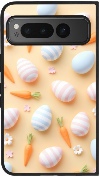 Google Pixel Fold Case Hülle - Silikon schwarz Easter 2026 Pattern Easter
