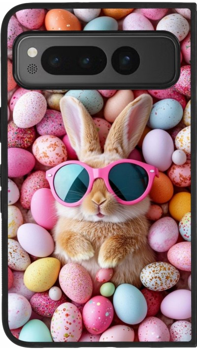 Google Pixel Fold Case Hülle - Silikon schwarz Easter 2026 Rabbit fun