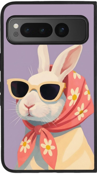 Google Pixel Fold Case Hülle - Silikon schwarz Easter 2026 Rabbit with scarf
