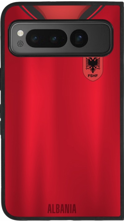 Coque Google Pixel Fold - Silicone rigide noir Maillot de football Albanie personnalisable