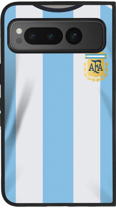 Coque Google Pixel Fold - Silicone rigide noir Maillot de football Argentine 2022 personnalisable