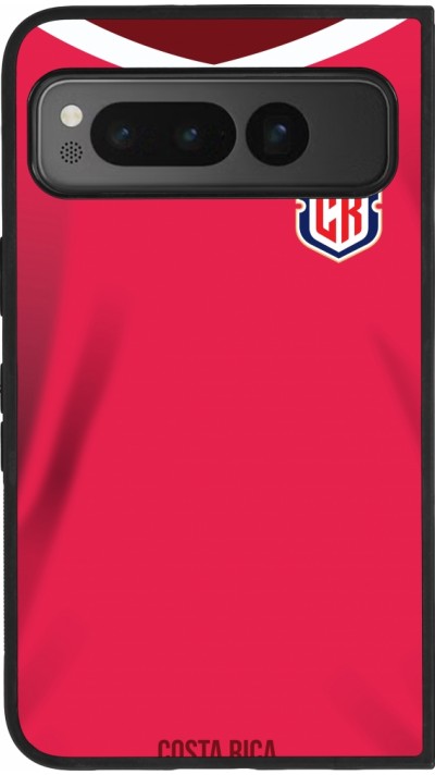 Coque Google Pixel Fold - Silicone rigide noir Maillot de football Costa Rica 2022 personnalisable