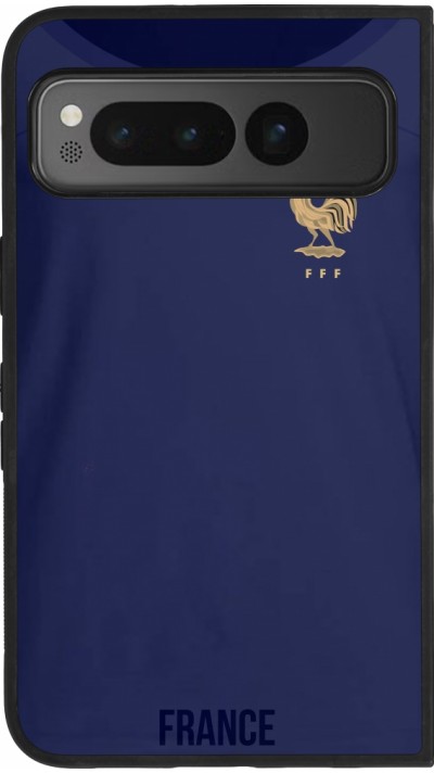 Coque Google Pixel Fold - Silicone rigide noir Maillot de football France 2022 personnalisable