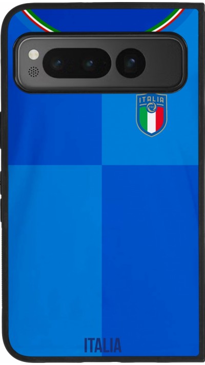 Coque Google Pixel Fold - Silicone rigide noir Maillot de football Italie 2022 personnalisable