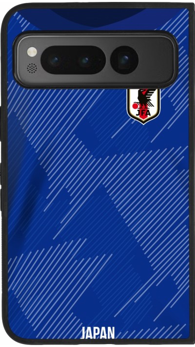 Coque Google Pixel Fold - Silicone rigide noir Maillot de football Japon 2022 personnalisable