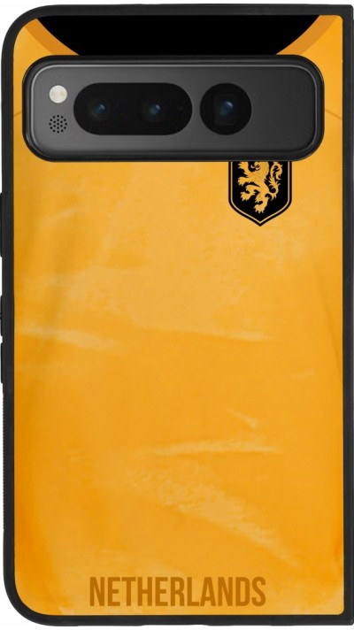 Coque Google Pixel Fold - Silicone rigide noir Maillot de football Pays-Bas 2022 personnalisable