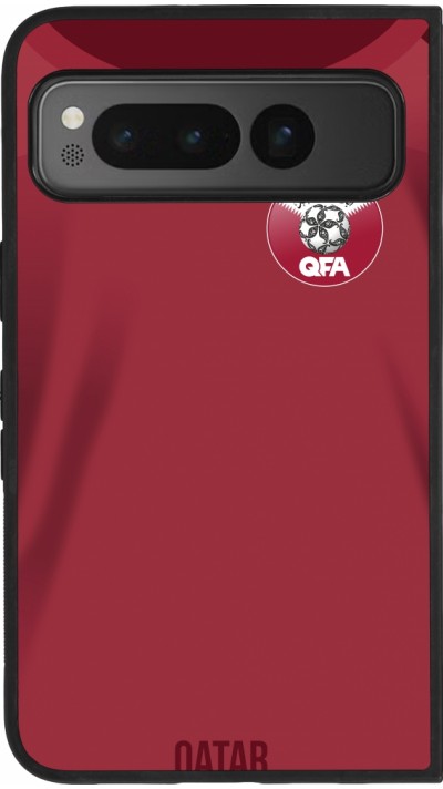 Coque Google Pixel Fold - Silicone rigide noir Maillot de football Qatar 2022 personnalisable