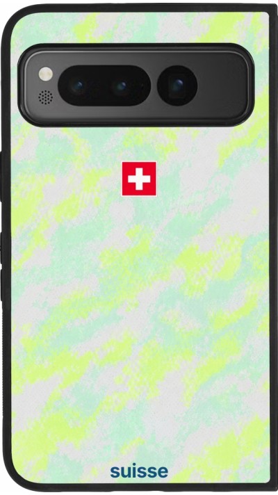 Google Pixel Fold Case Hülle - Silikon schwarz Schweiz Away 2026 personalisierbares Fussballtrikot