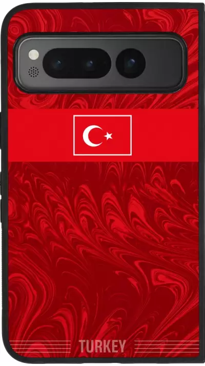 Google Pixel Fold Case Hülle - Silikon schwarz Türkei 2026 personalisierbares Fussballtrikot