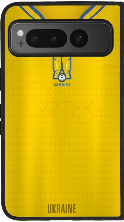 Coque Google Pixel Fold - Silicone rigide noir Maillot de football Ukraine