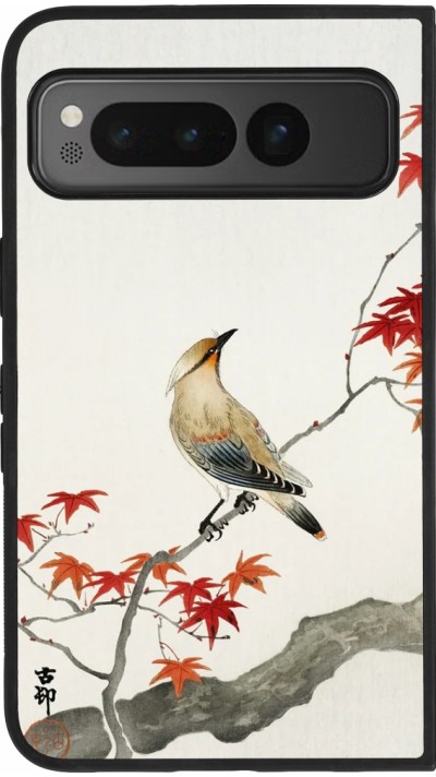 Coque Google Pixel Fold - Silicone rigide noir Japanese Bird