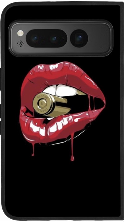 Coque Google Pixel Fold - Silicone rigide noir Lips bullet