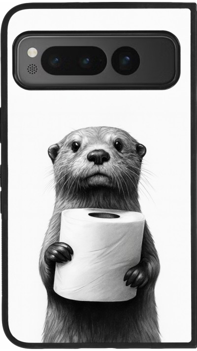 Coque Google Pixel Fold - Silicone rigide noir Loutre papier de toilette