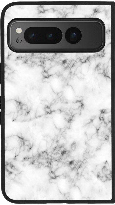 Coque Google Pixel Fold - Silicone rigide noir Marble 01