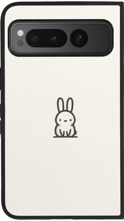 Coque Google Pixel Fold - Silicone rigide noir Minimal bunny cutie