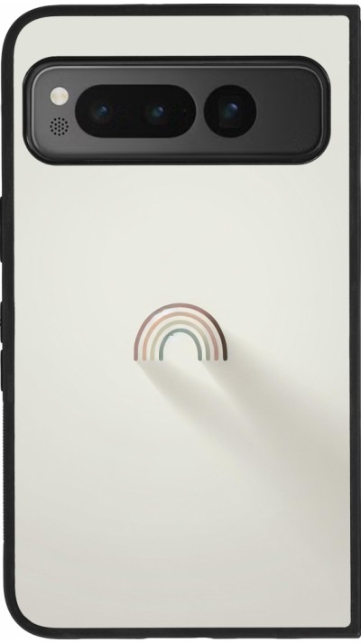 Coque Google Pixel Fold - Silicone rigide noir Mini Rainbow Minimal