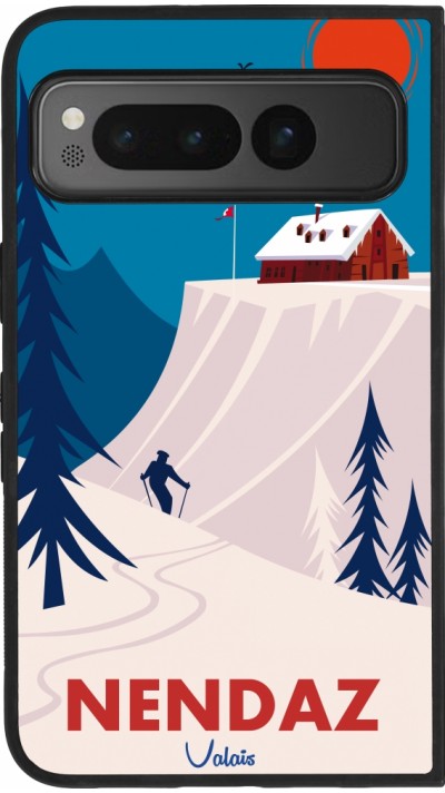Coque Google Pixel Fold - Silicone rigide noir Nendaz Cabane Ski