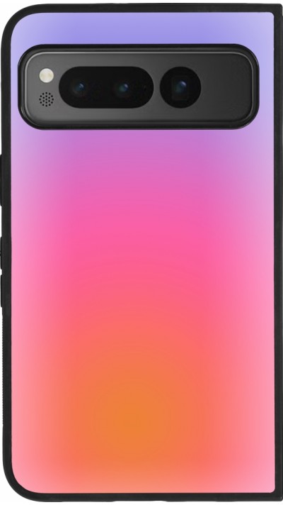 Coque Google Pixel Fold - Silicone rigide noir Orange Pink Blue Gradient