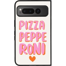 Google Pixel Fold Case Hülle - Silikon schwarz Pizza pepperoni 2026