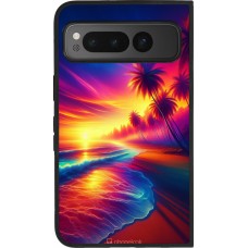 Google Pixel Fold Case Hülle - Silikon schwarz Strand Sonnenuntergang auffällig