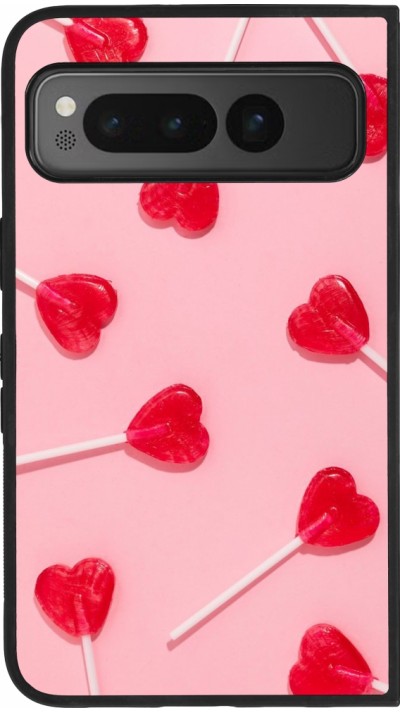 Coque Google Pixel Fold - Silicone rigide noir Saint Valentines Day 26 Lollipop