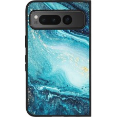 Coque Google Pixel Fold - Silicone rigide noir Sea Foam Blue