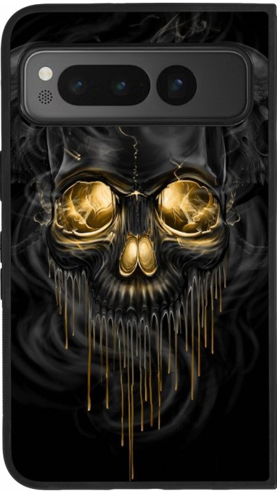 Google Pixel Fold Case Hülle - Silikon schwarz Skull 02